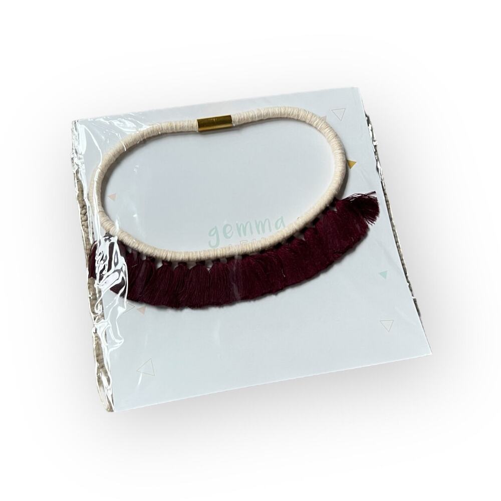 Gemma + Filo Small Shop Burgundy Tassel Necklace